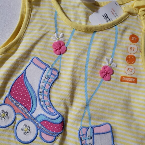 Gymboree NWT 5T yellow striped roller skate front shirt. Mixed Bin Z26 - Picture 2 of 2